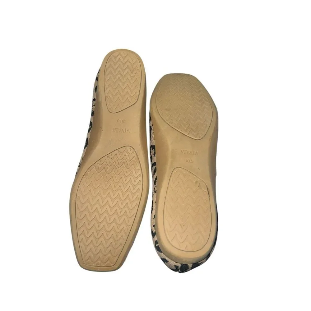 Leopard Print Women's Ballet Flats - Tan/Black